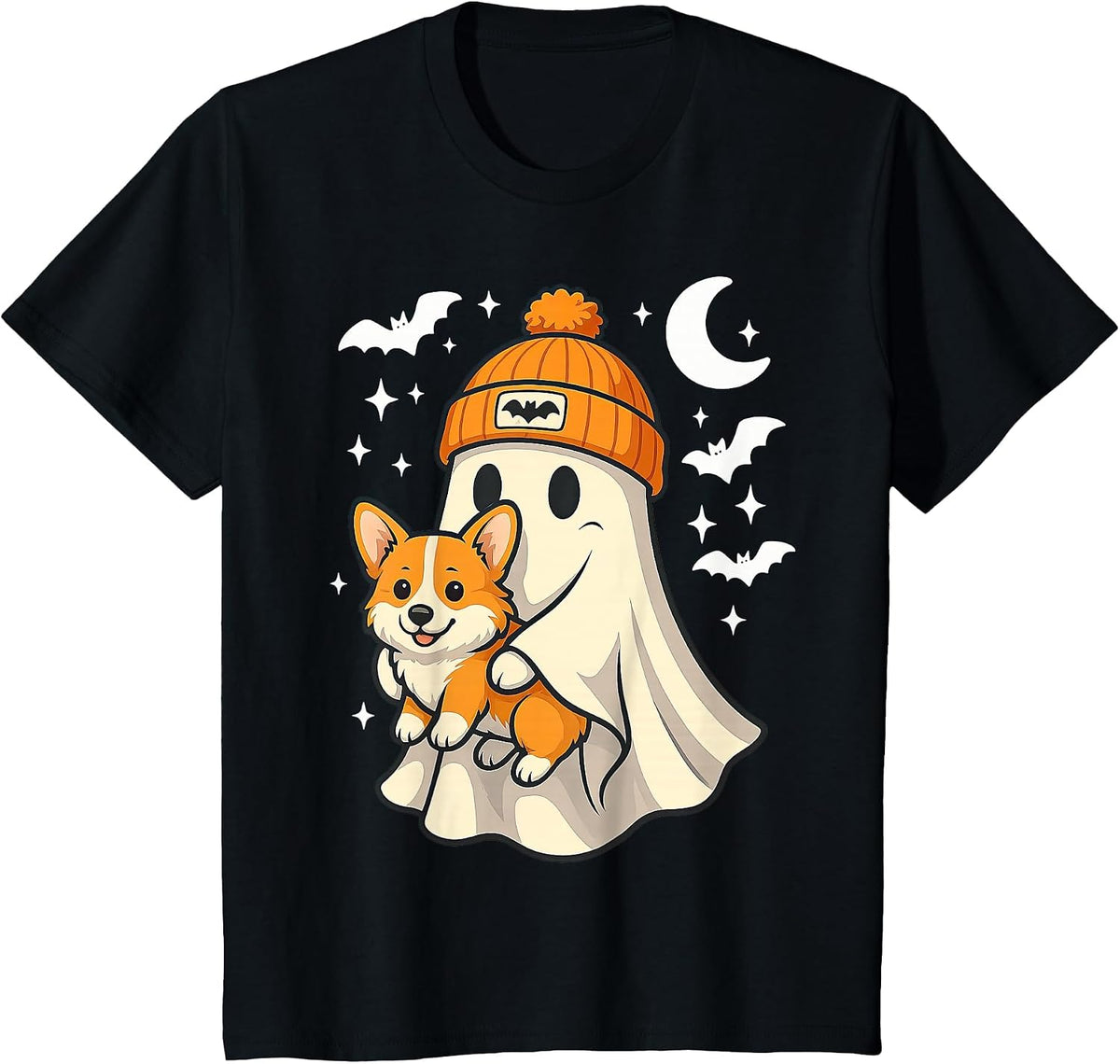 Ghost Pembroke Welsh Corgi Dog Lover Halloween Men Women T-Shirt - Black