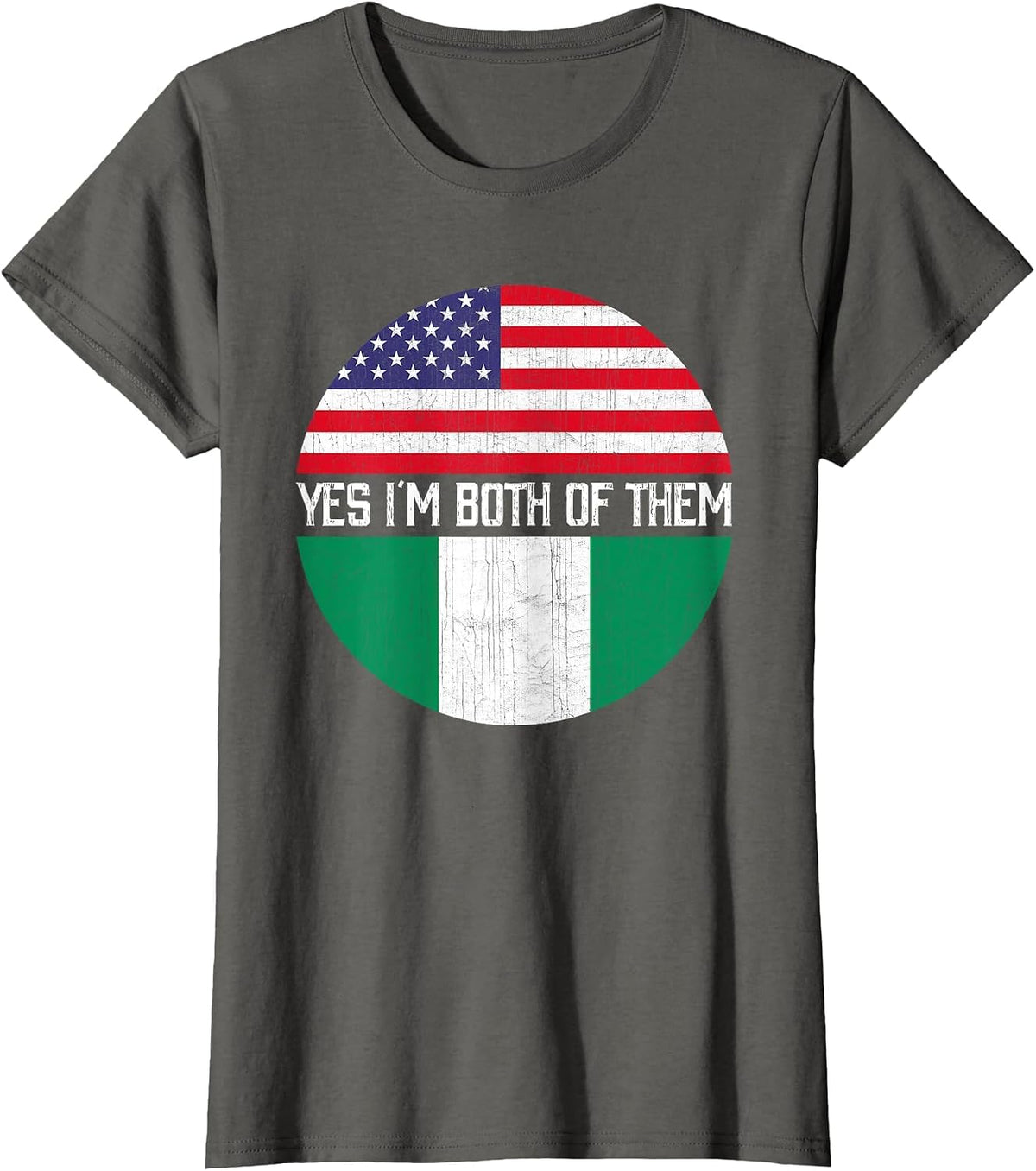 Half American Half Nigerian USA Flag Family Heritage T-Shirt - Asphalt Grey