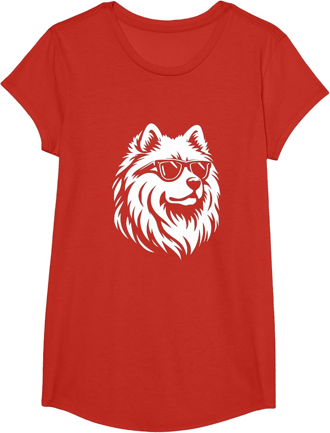 Samoyed Sunglasses Dog Graphic Design T-Shirt - Girls Red