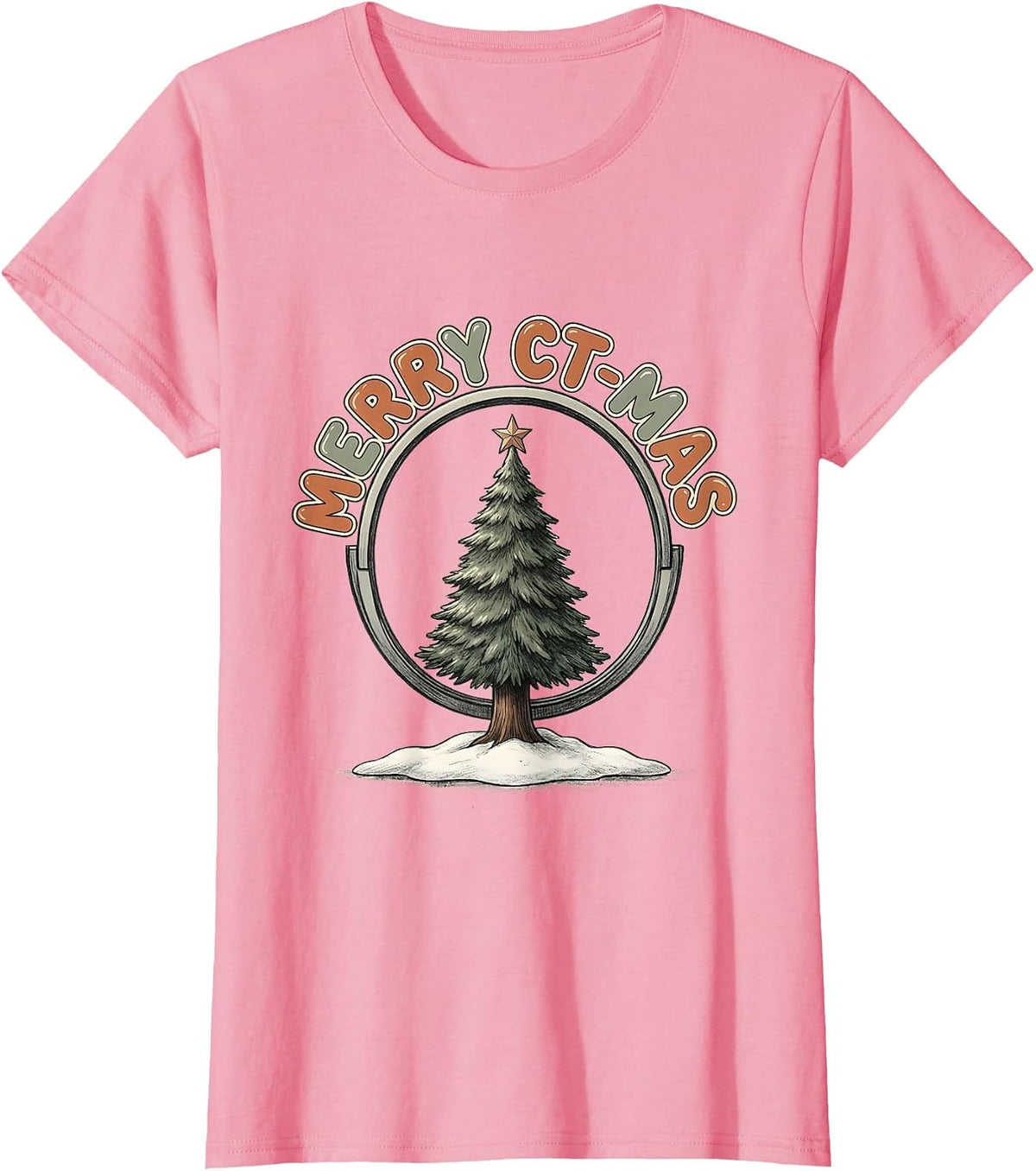 Women's Merry CT-mas Funny Radiology Tech Christmas CT Scan Humor T-Shirt - Pink