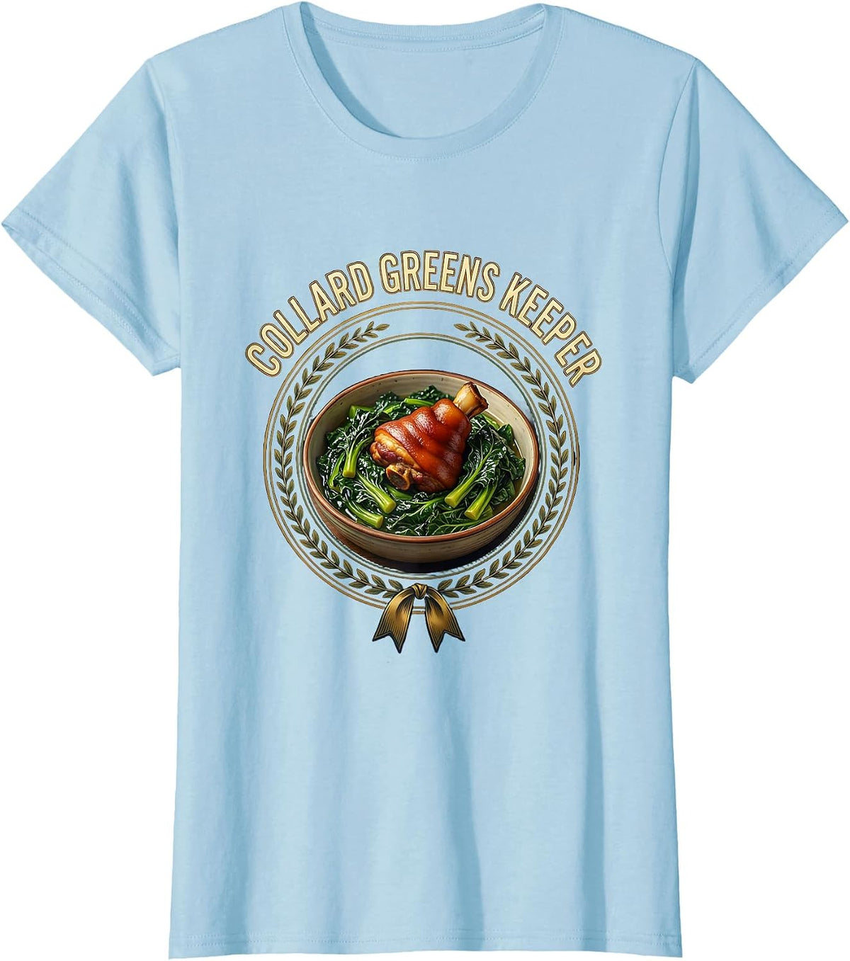 Women's Collard Greens Keeper Bootleg 90's Rap Rock Vintage Funny T-Shirt - Baby Blue