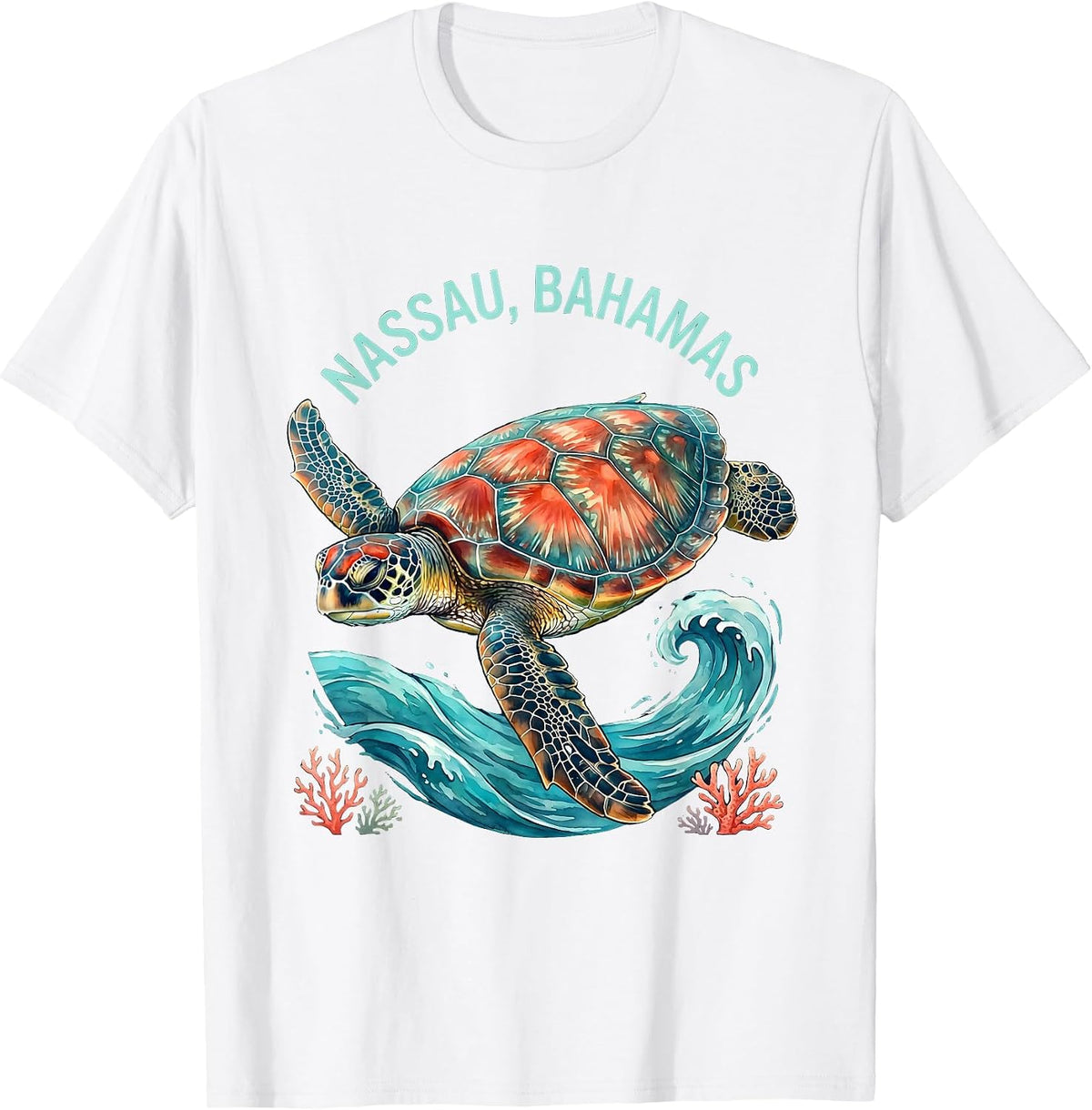 Nassau Bahamas Sea Turtle Vacation Souvenir Beach T-Shirt - White