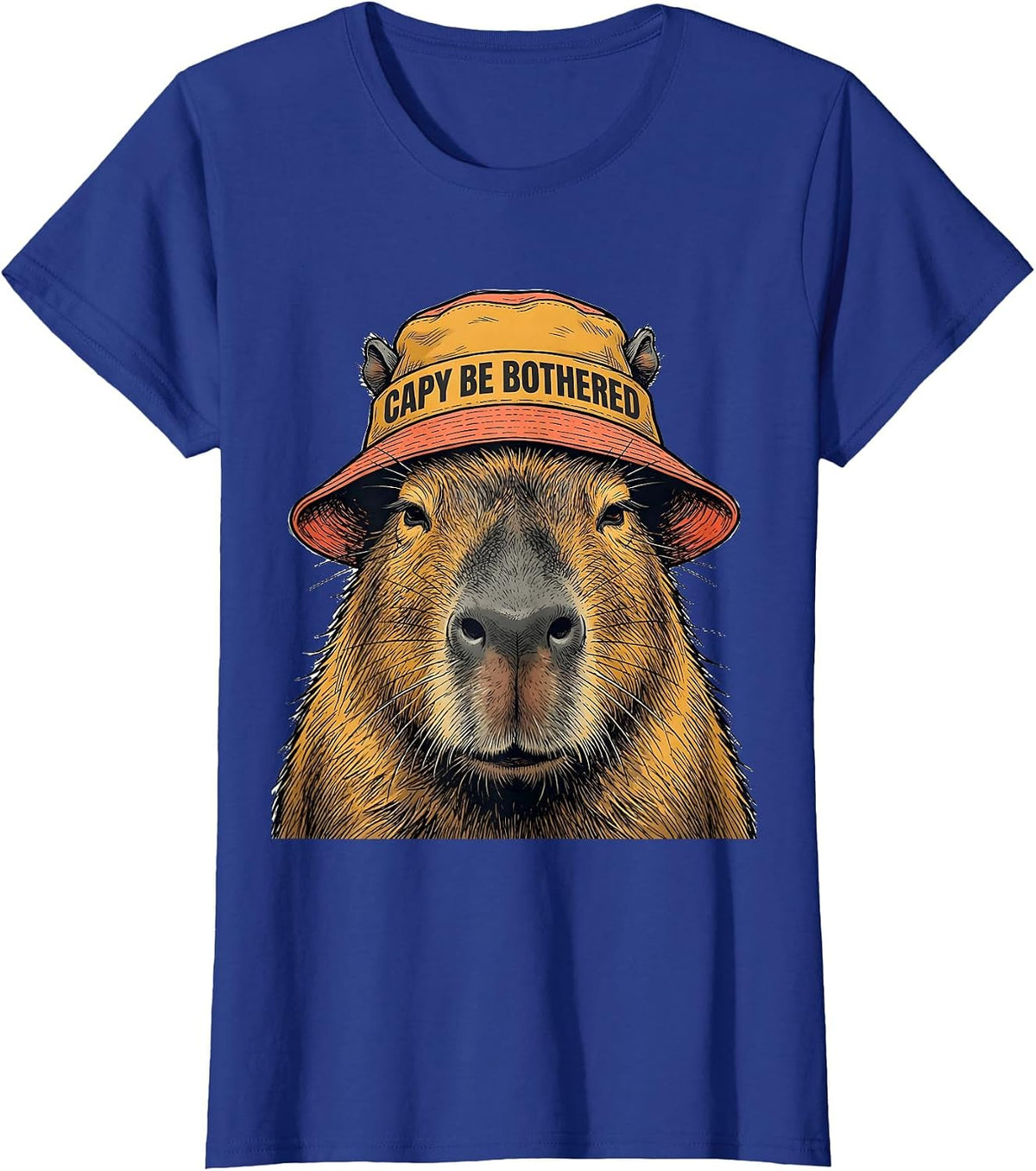 Women's Capy Be Bothered Funny Capybara Meme Animal Lover Humor T-Shirt - Royal Blue