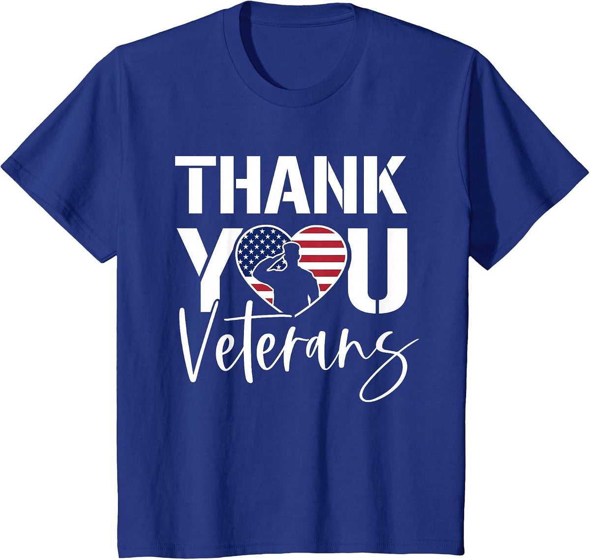 Thank You Veterans Patriotic American Flag Veterans Day 2024 T-Shirt - Royal Blue