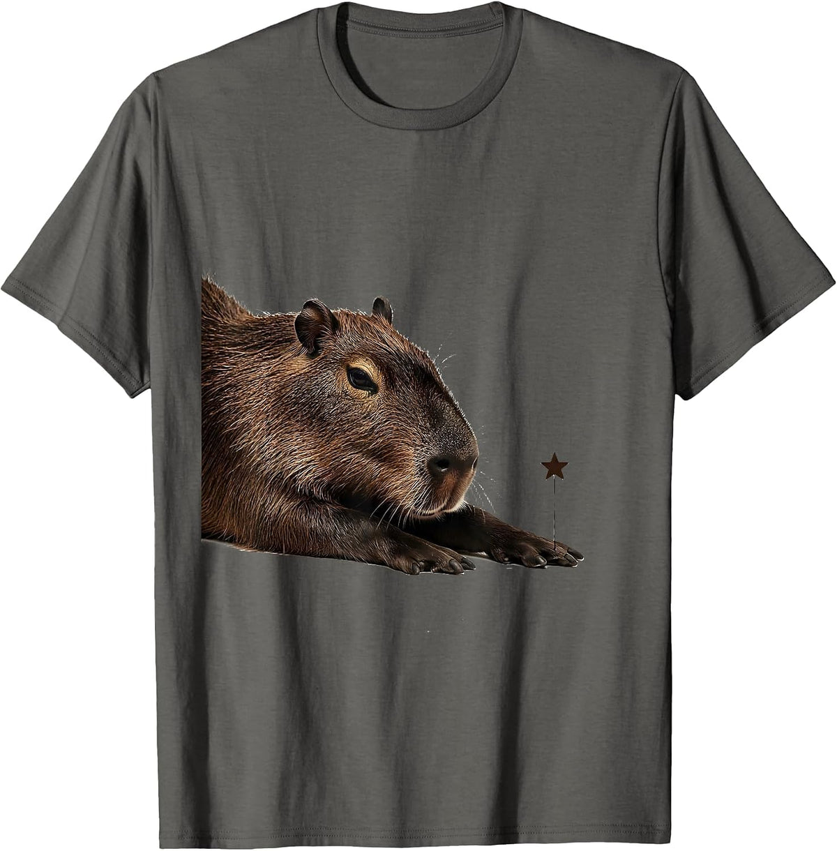 Men's Capybara Christmas Lights Funny Animal Lover Humor T-Shirt - Asphalt Grey