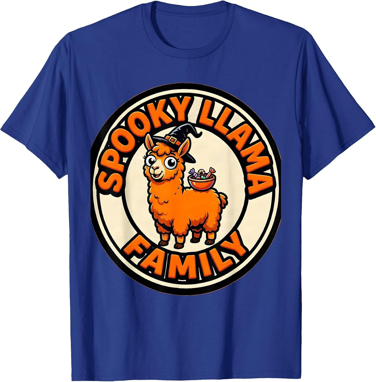 Men's Spooky Llama Family Funny Cartoon Halloween Llama Lover T-Shirt - Royal Blue