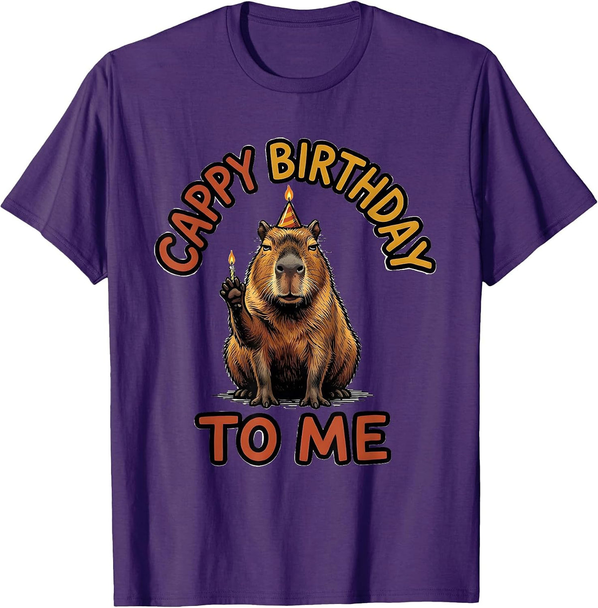 Cappy Birthday to Me Funny Capybara Meme Animal Humor T-Shirt - Purple