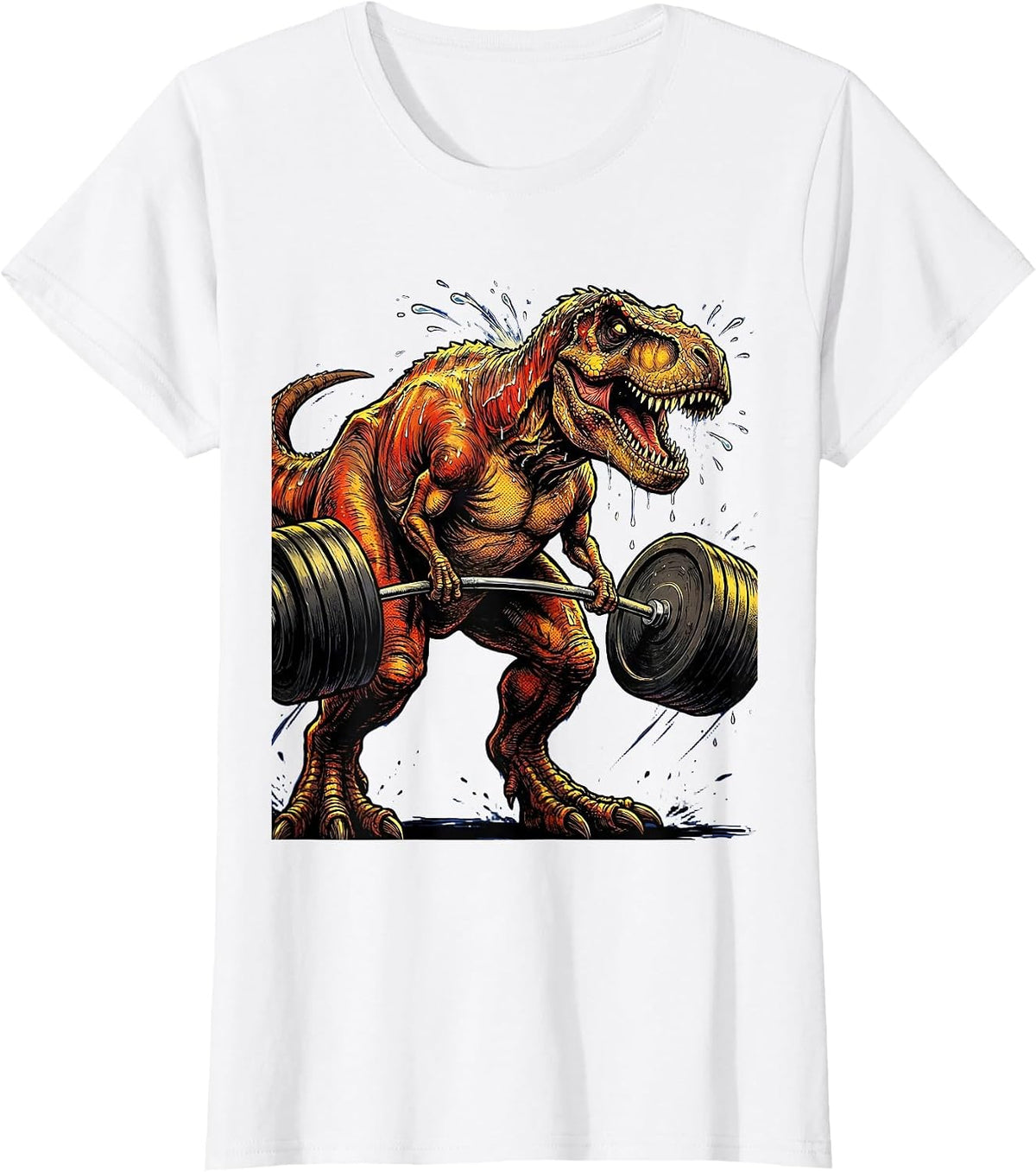 Funny T-Rex Tiny Arms Weightlifting Dinosaur T-Shirt - White