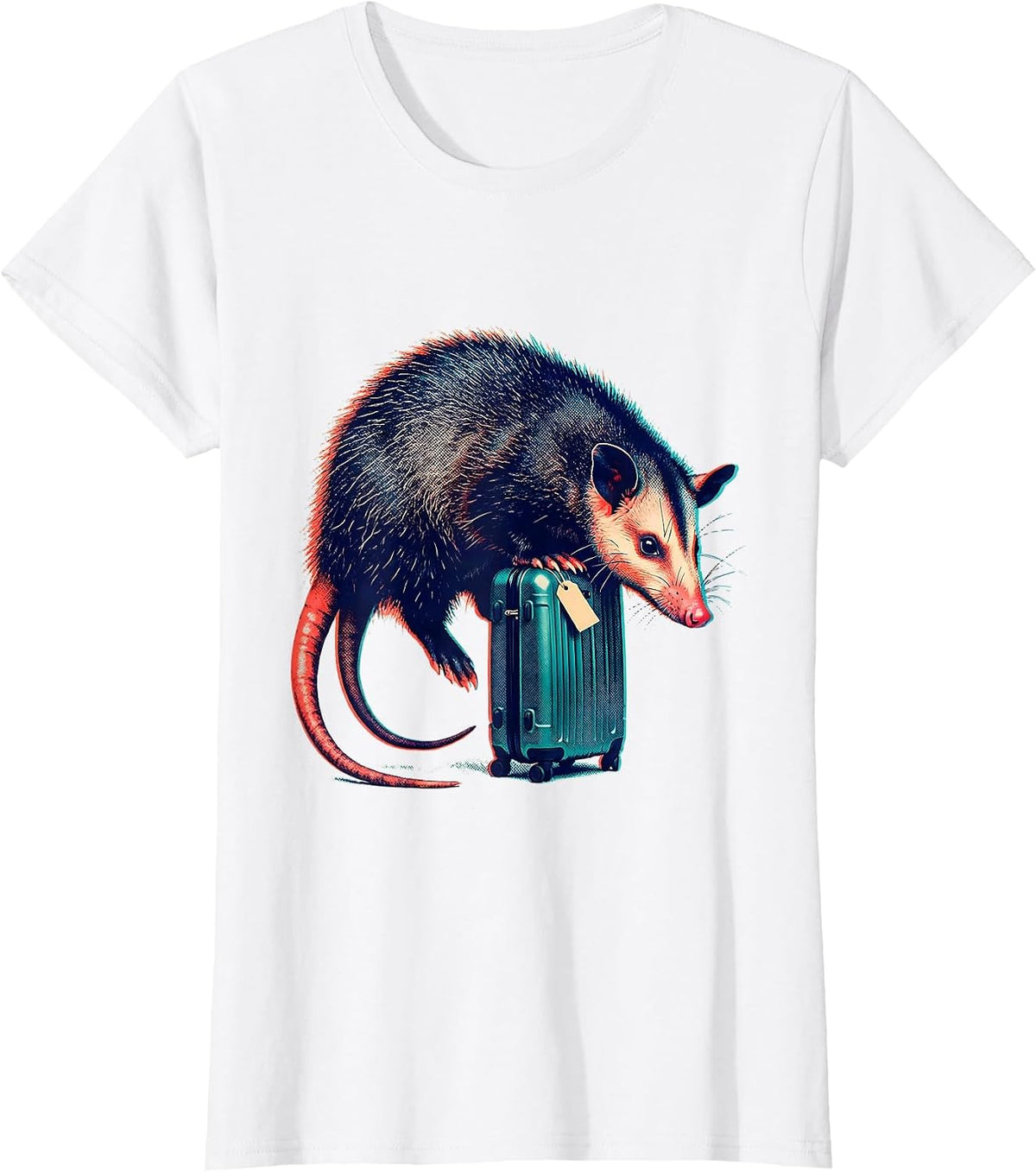 Oversized Opossum Collapse Absurd Humor Animal Meme T-Shirt - White