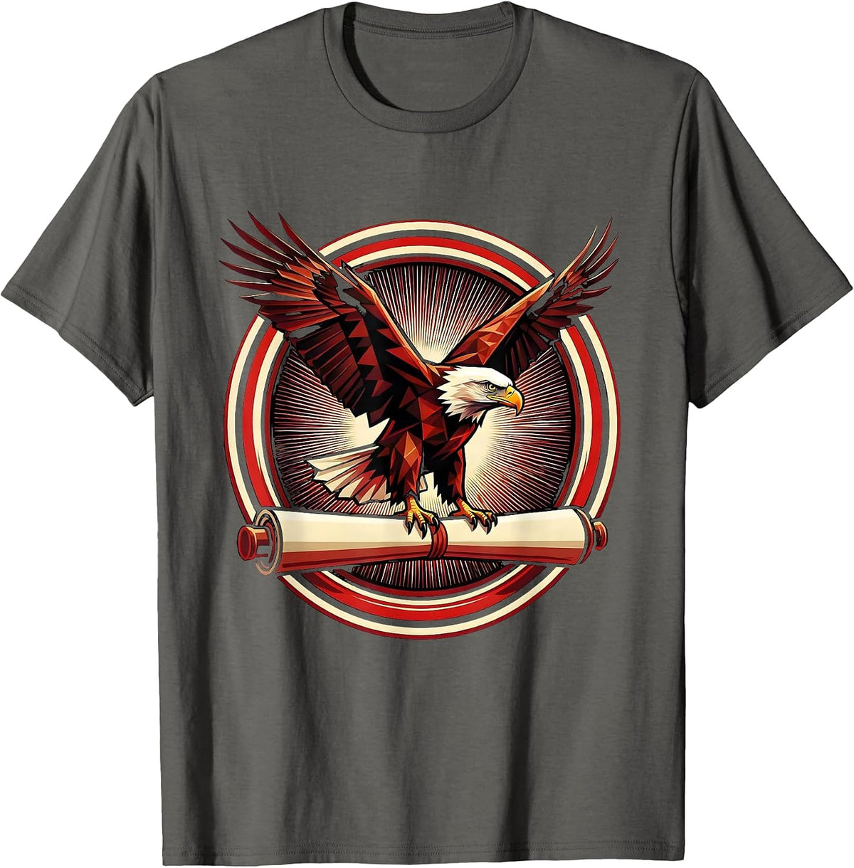 Men's Eagle on Parchment First Amendment Patriotic Design T-Shirt - Asphalt Grey