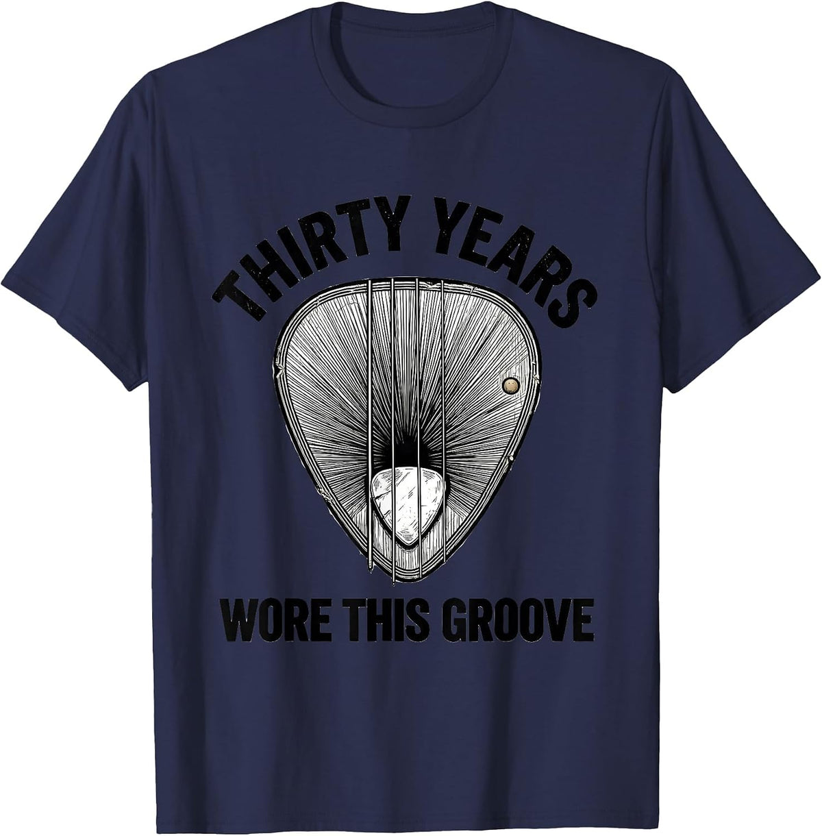 Men's Thirty Years Wore This Groove Funny Guitarist Rock Music T-Shirt - Navy Blue