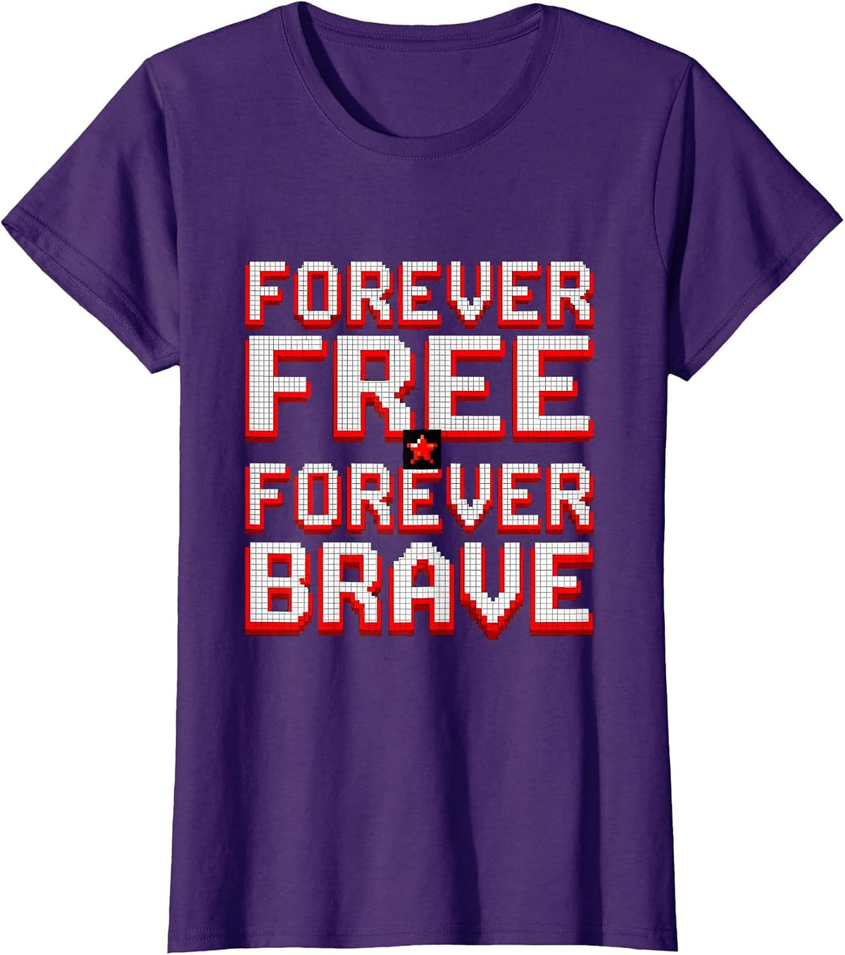 Women's Forever Free Forever Brave Patriotic Design T-Shirt - Purple