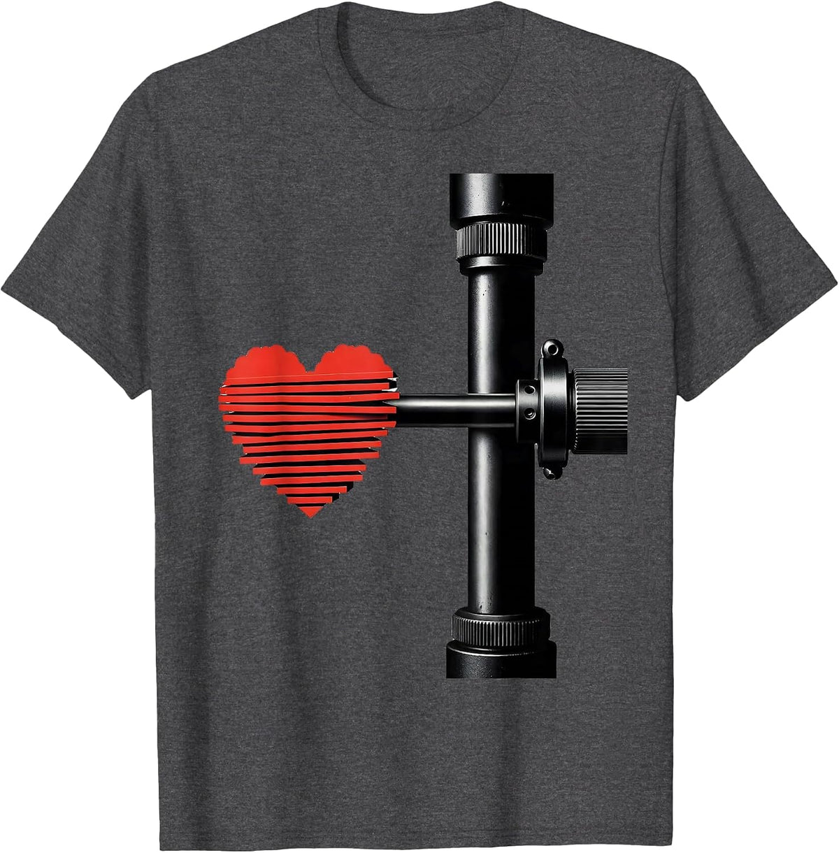 Men's Heart Plate Gym Humor Weightlifting Valentine Gift T-Shirt - Dark Heather Grey