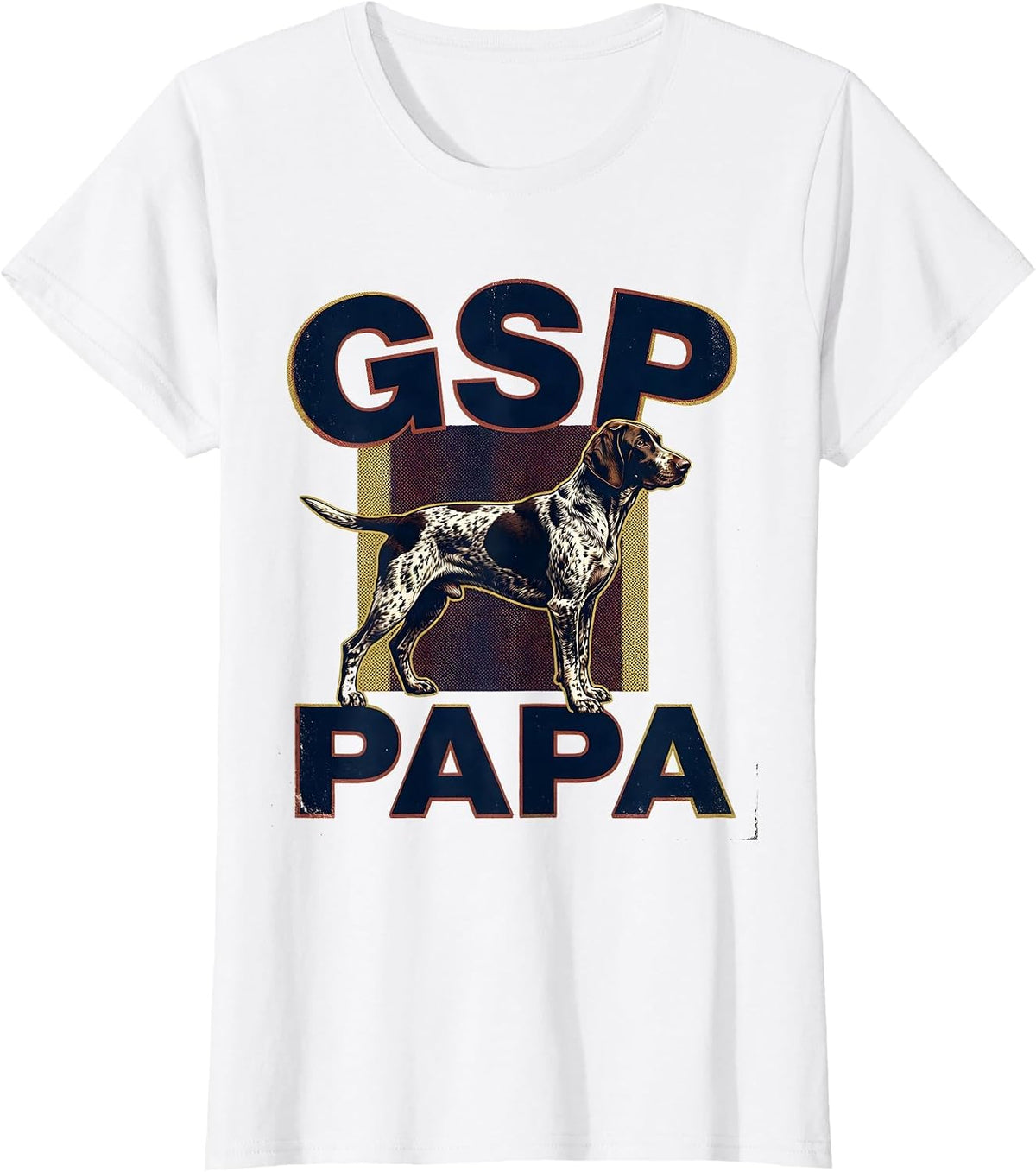 Women's GSP Papa Vintage German Shorthaired Pointer Dog Lover T-Shirt - White