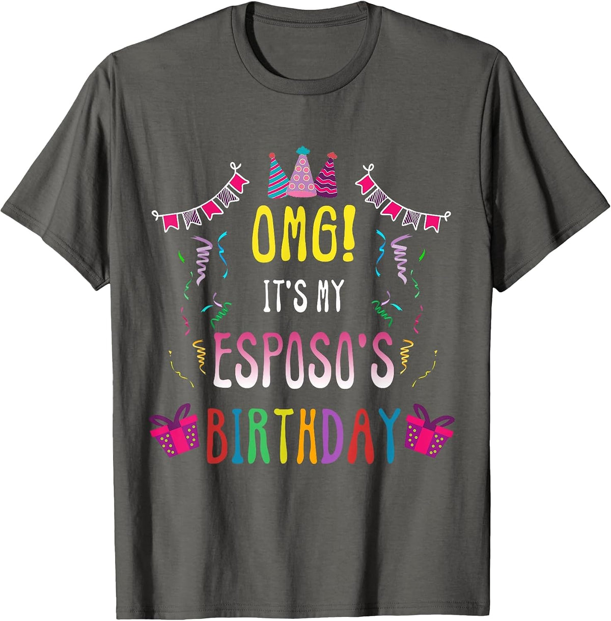 Happy Birthday Esposo T-Shirt - Asphalt Grey