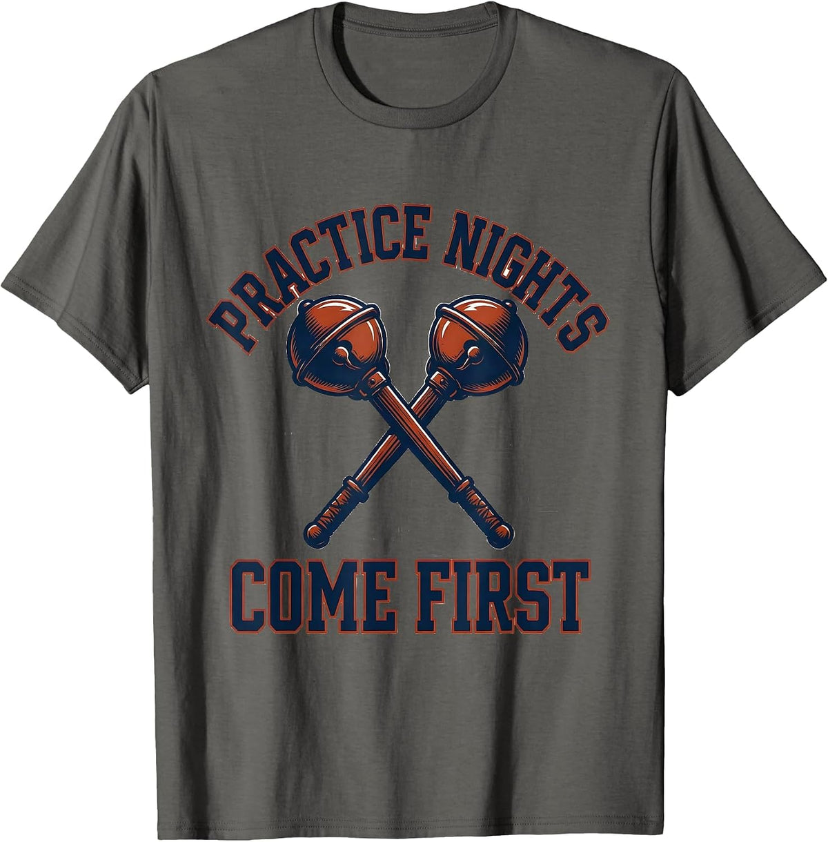 Practice Nights Come First Funny Fencing Sport Club Humor T-Shirt - Asphalt Grey
