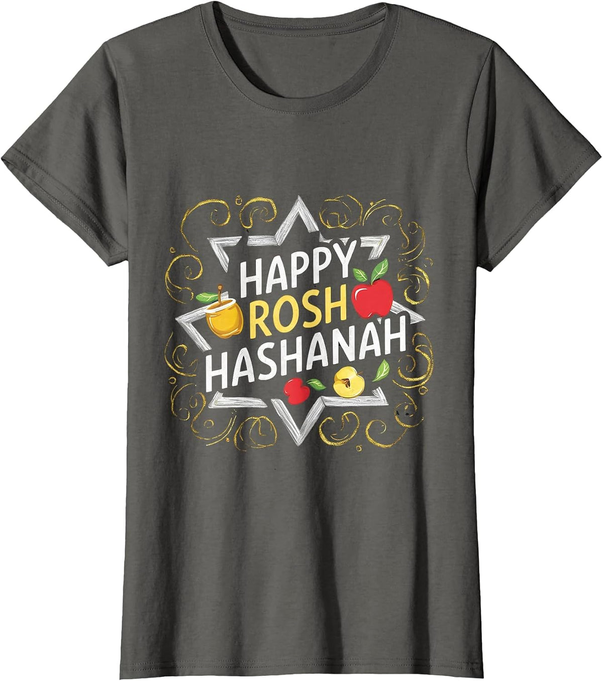 Happy Rosh Hashanah Festive Jewish Celebration Rosh Hashana T-Shirt - Asphalt Grey