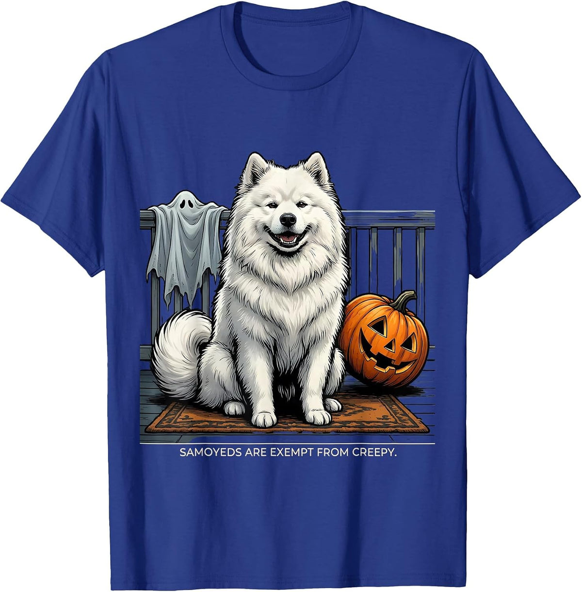 Samoyeds Are Exempt From Creepy Funny Dog Halloween T-Shirt - Royal Blue