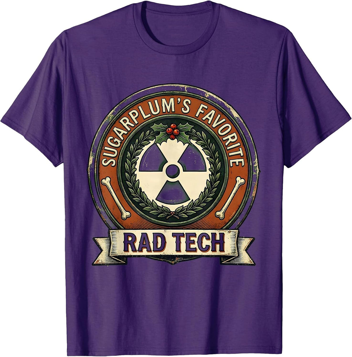 Men's Sugarplum's Favorite Rad Tech Vintage Radiology Tech Humor T-Shirt - Purple