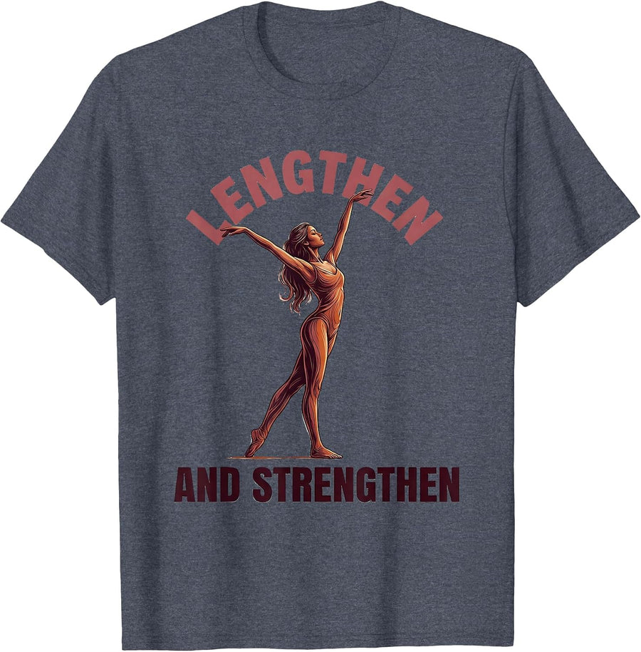 Lengthen and Strengthen Pilates Design T-Shirt - Heather Blue