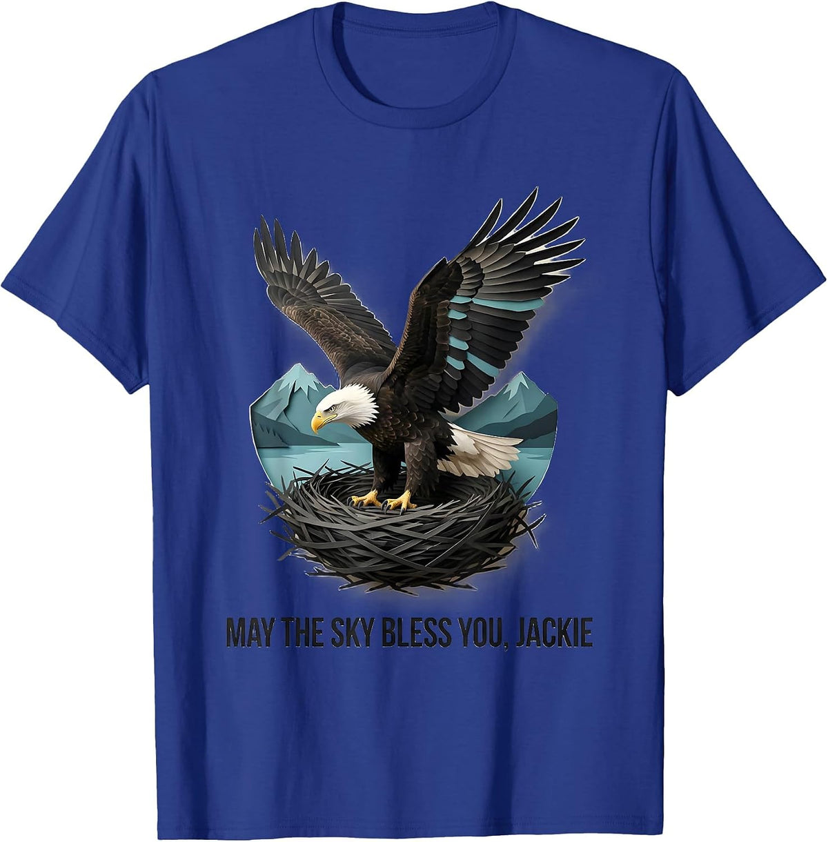 May The Sky Bless You Jackie Vintage Eagle Memorial Tribute T-Shirt - Royal Blue