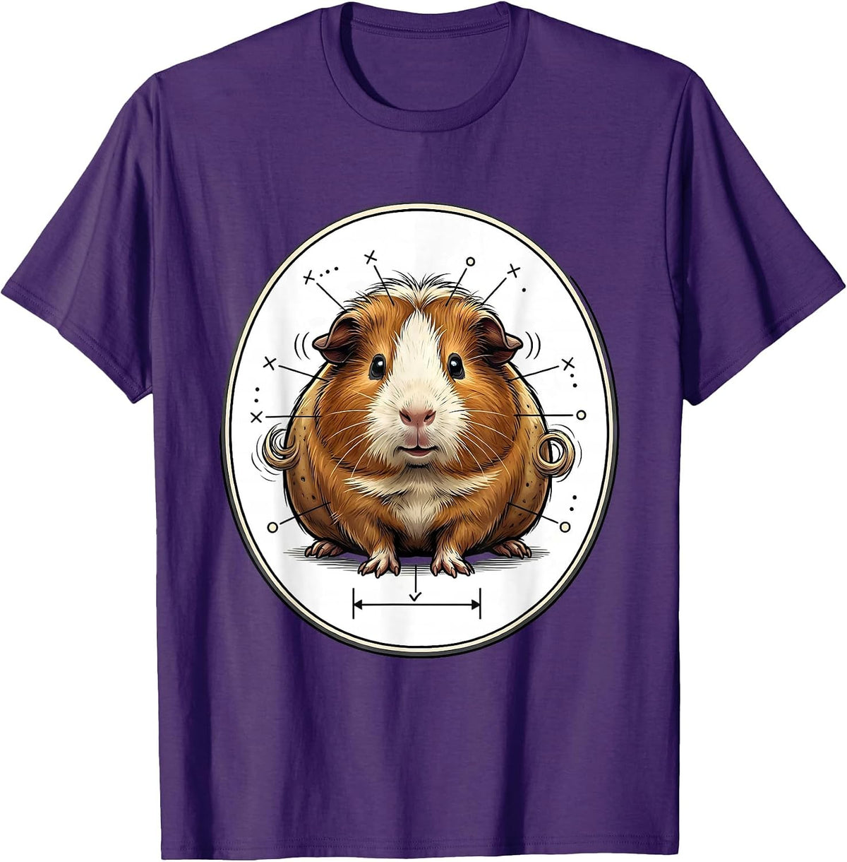 Men's Chubby Guinea Pig Cartoon Cute Pet Lover Humor T-Shirt - Purple