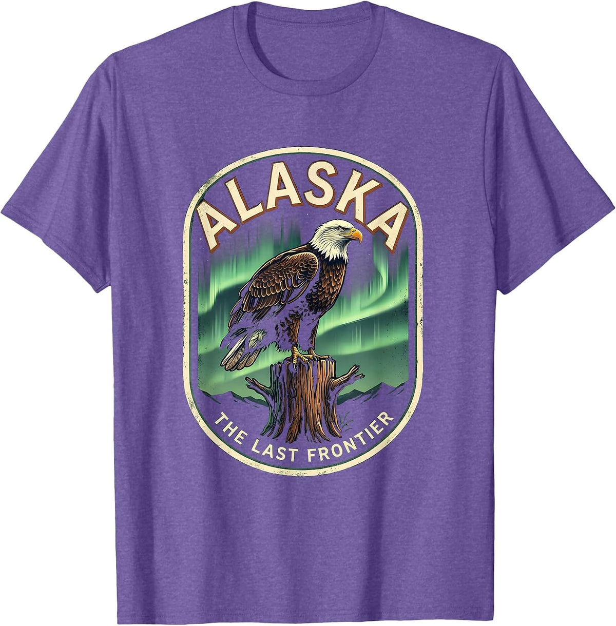 Men's Alaska The Last Frontier Vintage Bald Eagle Wildlife Nature T-Shirt - Purple Heather