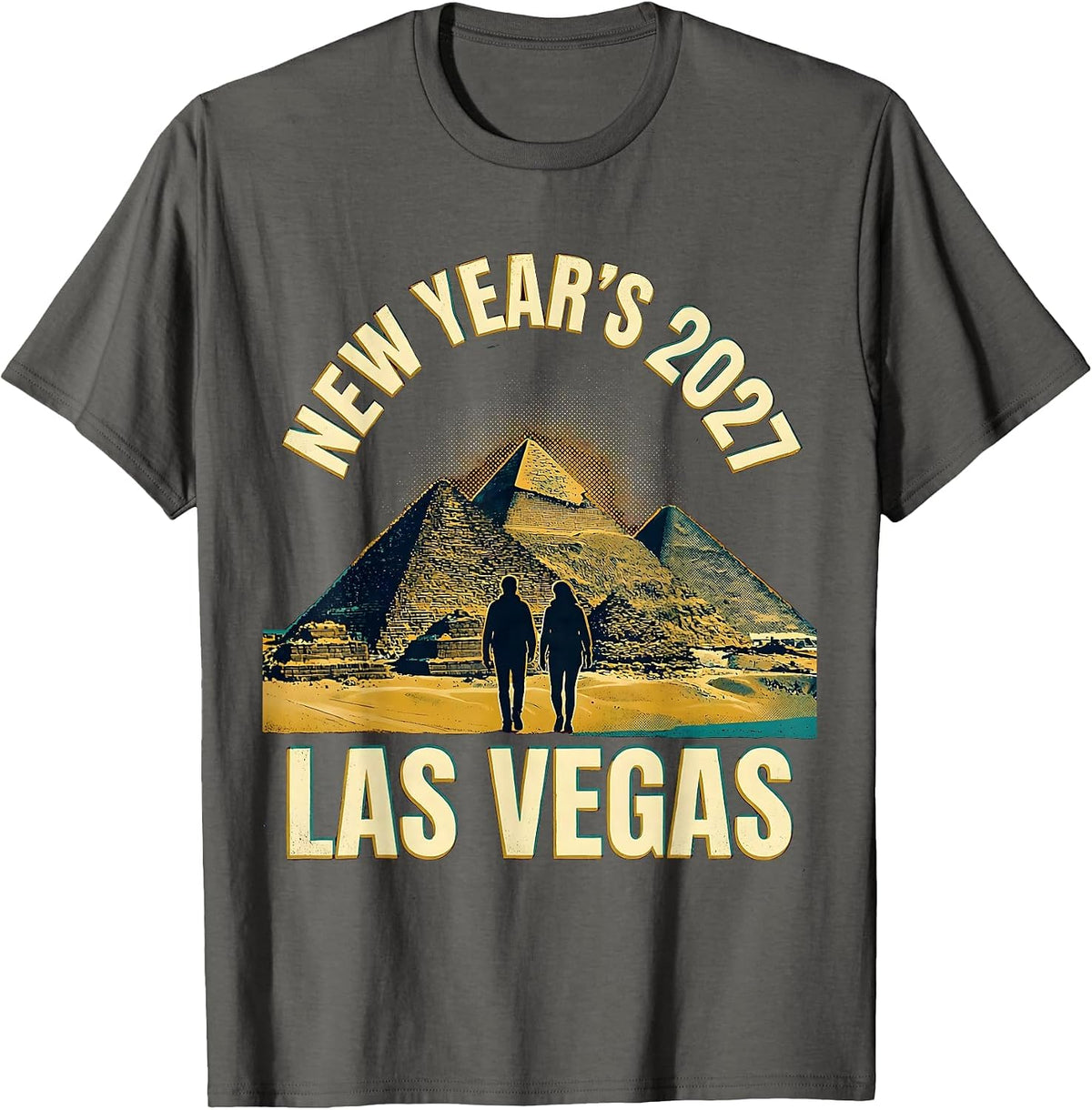 Men's Las Vegas New Year's 2027 Retro Las Vegas Souvenir Vacation T-Shirt - Asphalt Grey