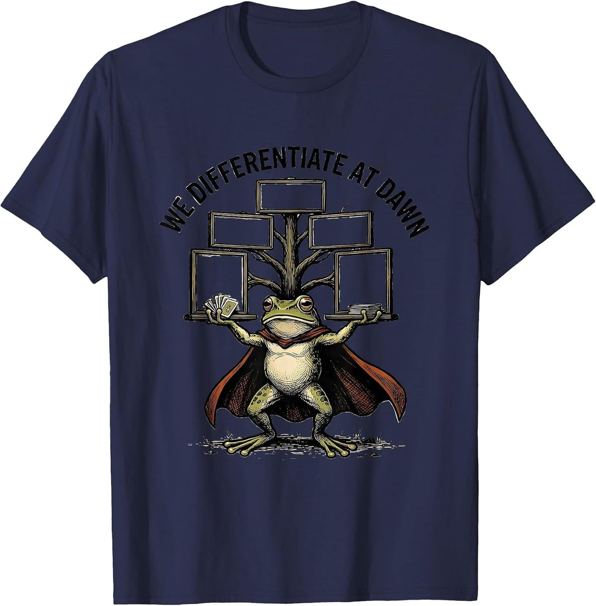 Men's We Differentiate At Dawn Funny Frog Teacher Back to School T-Shirt - Navy Blue