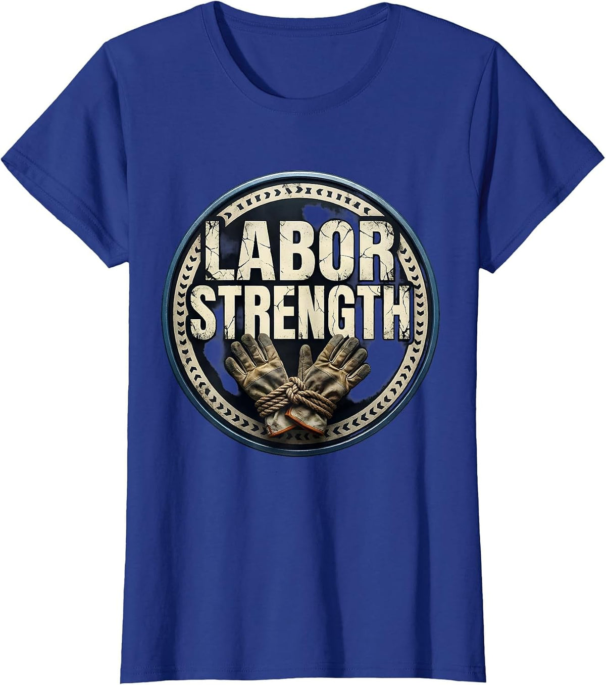 Women's Labor Strength Distressed Union Worker Solidarity Pride T-Shirt - Royal Blue