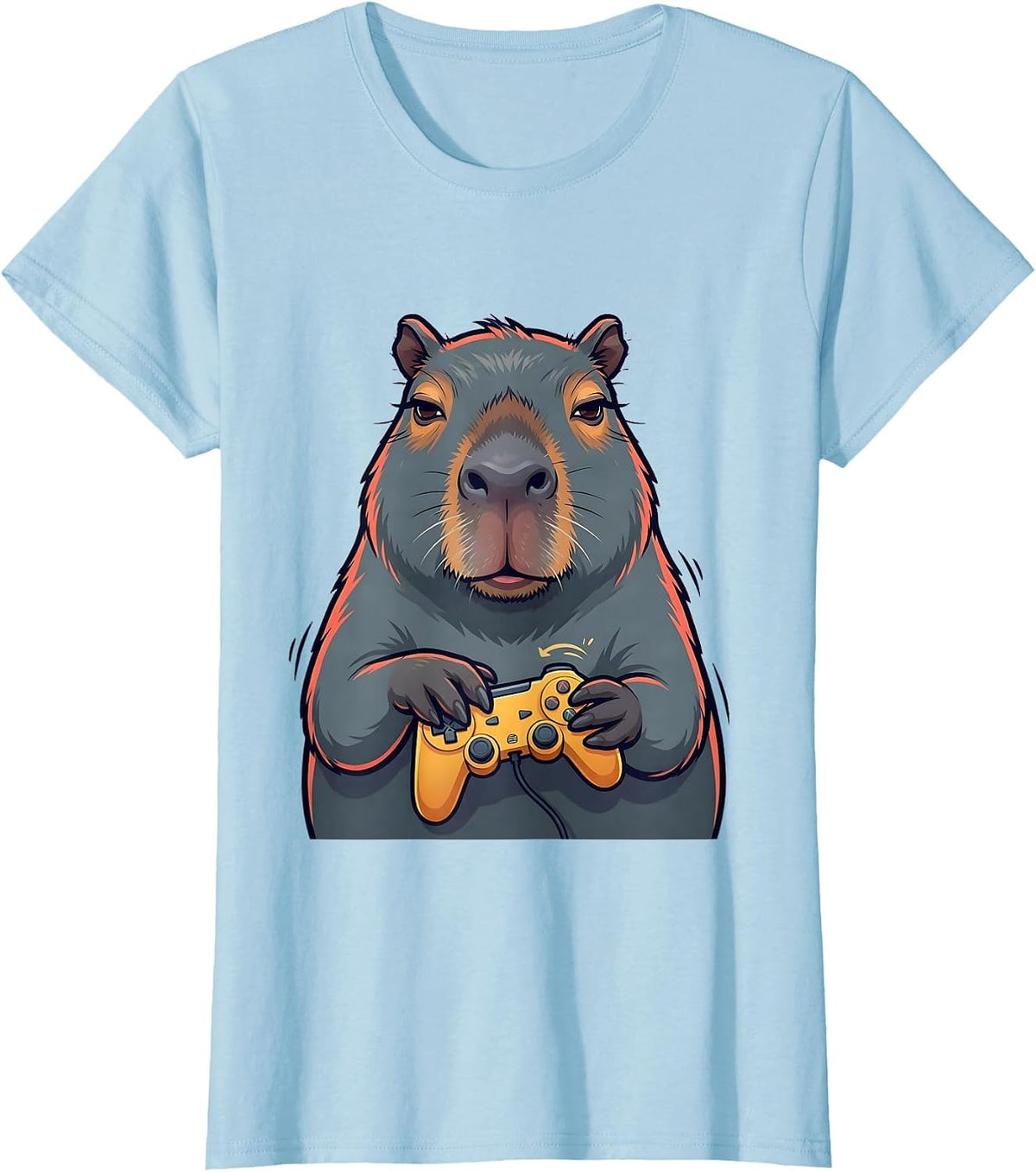 Capybara Funny Gamer Video Games Casual Humor T-Shirt - Baby Blue