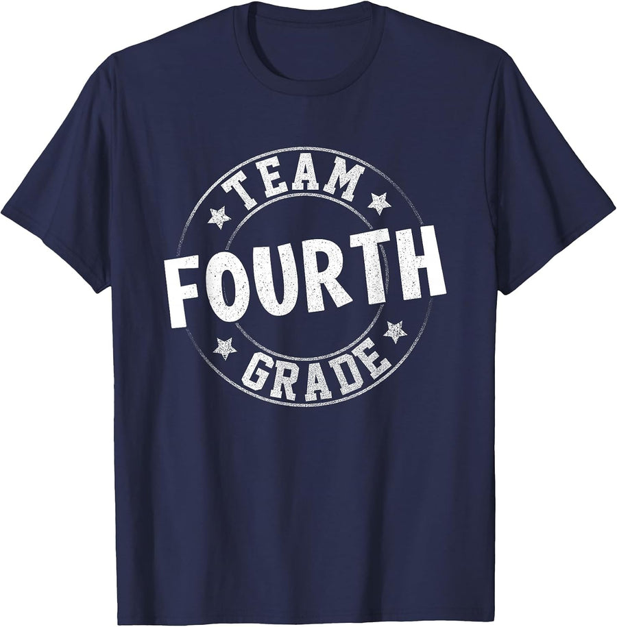 Team Fourth Grade Teacher Student Back to School 4th Grade T-Shirt - Navy Blue