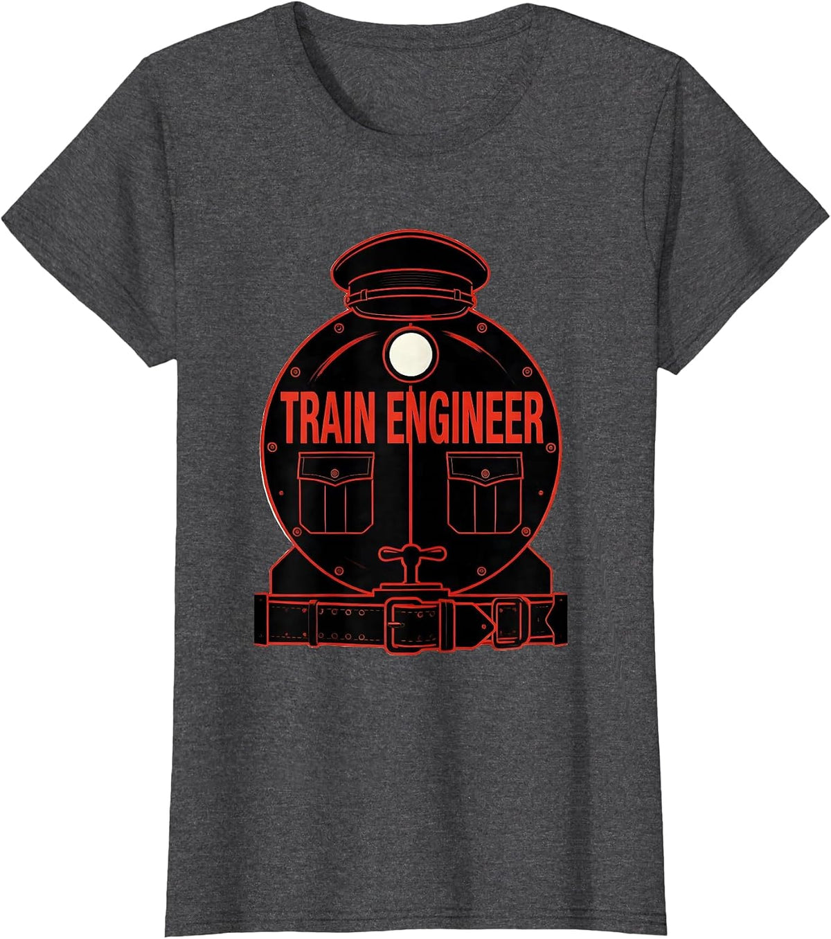 Women's Train Engineer Rail Uniform Costume Halloween T-Shirt - Dark Heather Grey
