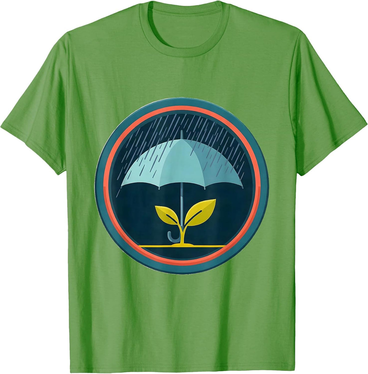 Men's Suicide Prevention Awareness Umbrella Sprout Art T-Shirt - Grass Green