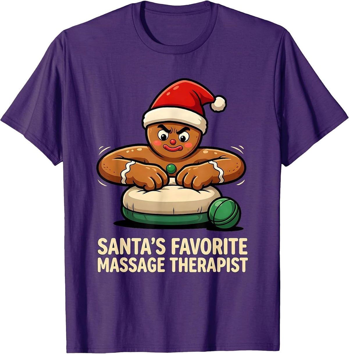 Santa's Favorite Massage Therapist Funny Physical Therapy T-Shirt - Purple