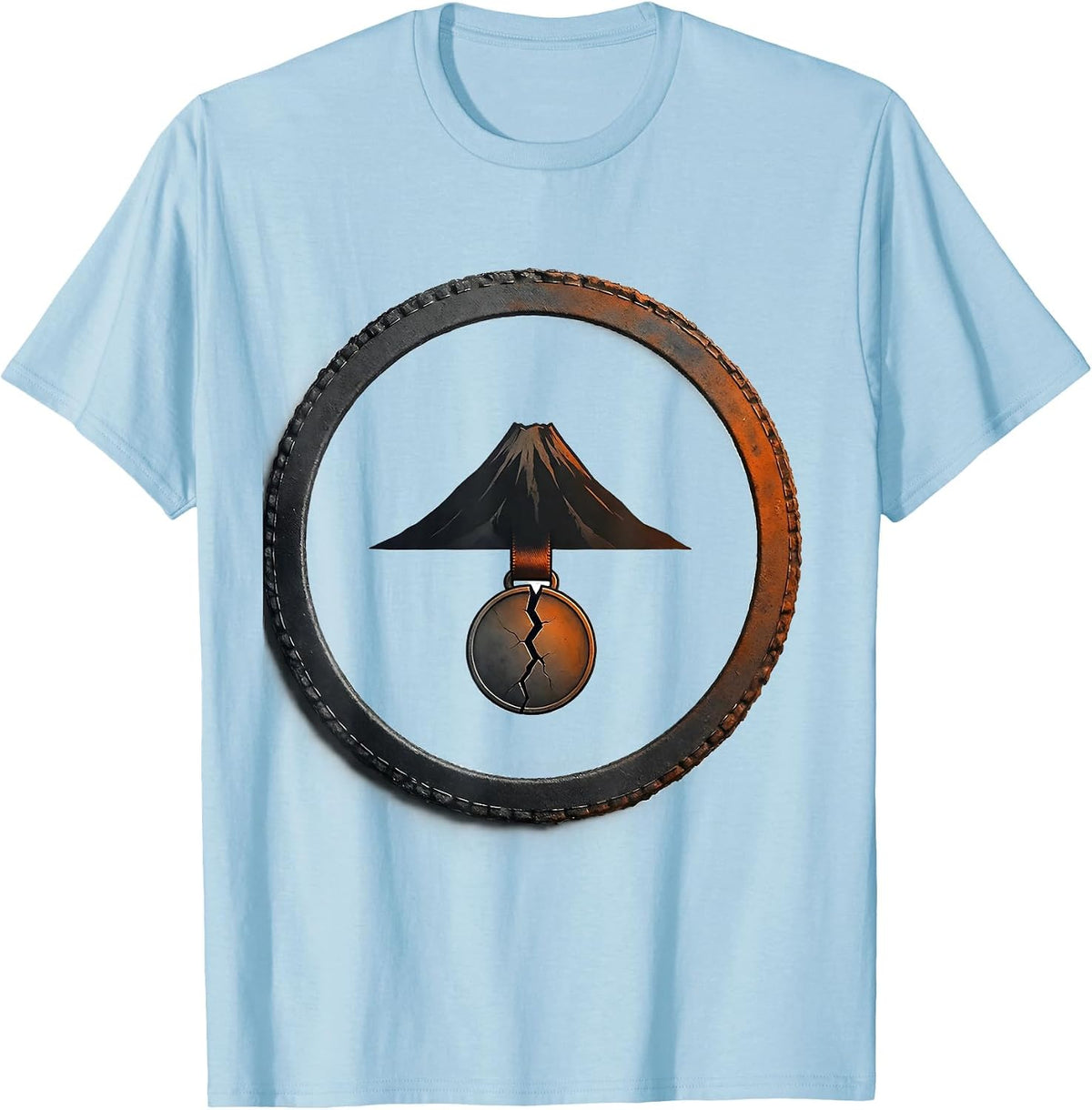 Men's Sealed Badge Volcano Peak Minimalist History Humor T-Shirt - Baby Blue