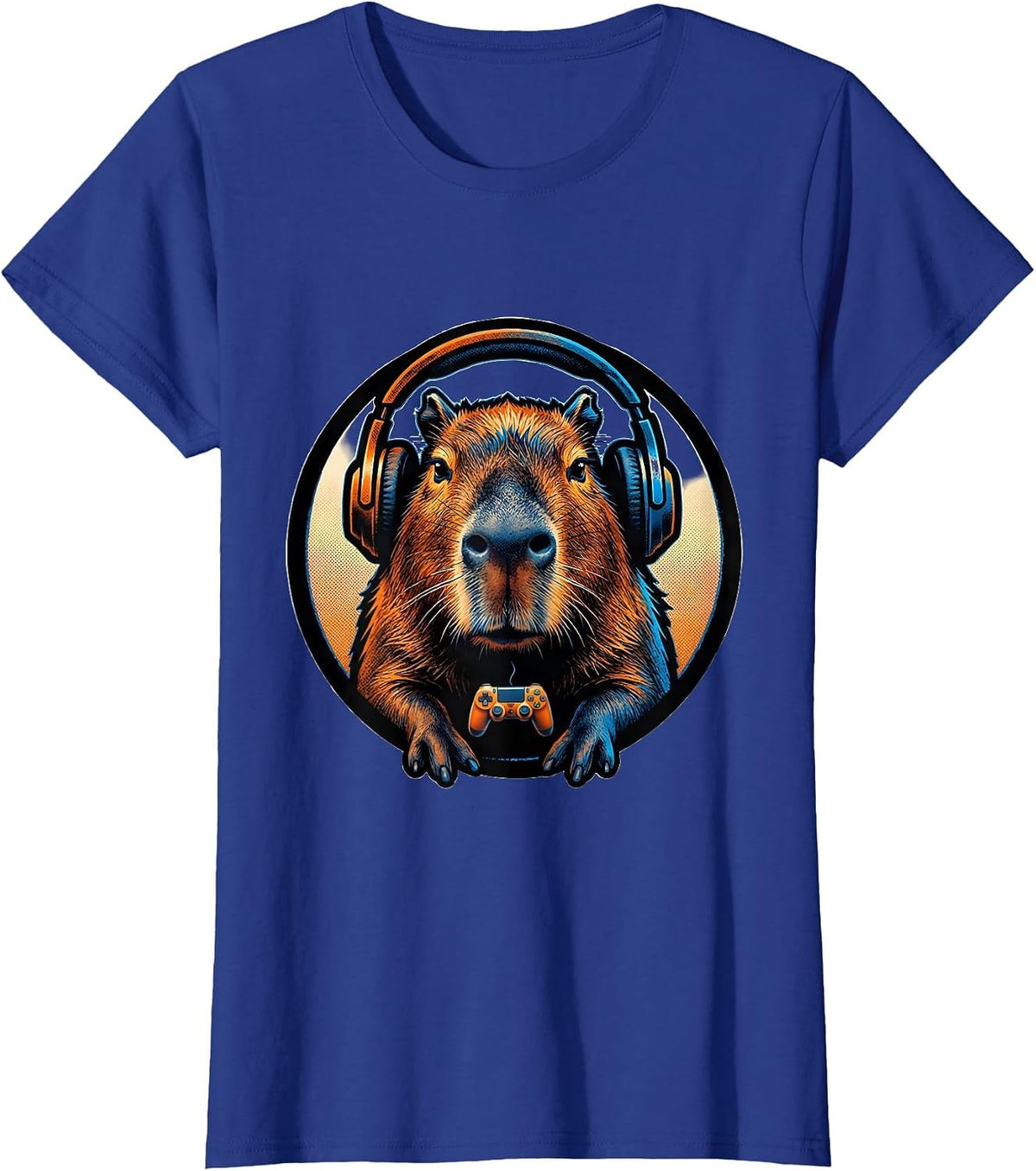 Women's Capybara Gamer Meme Humor Funny Video Games T-Shirt - Royal Blue