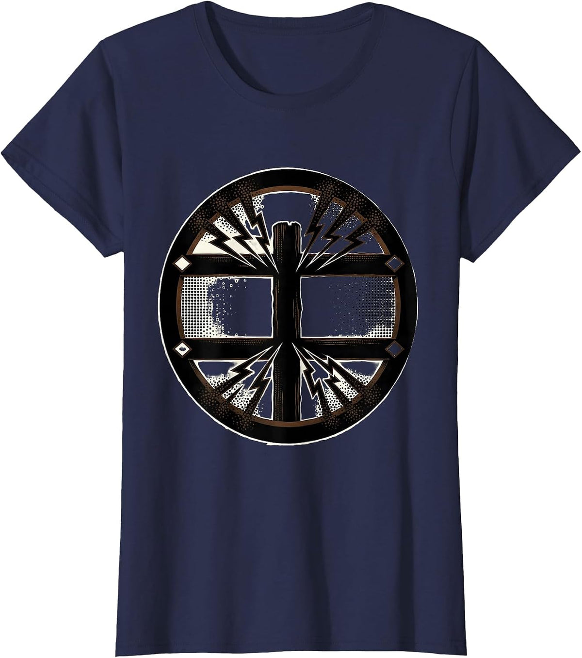 Women's Electric Fence Sparking Charge FAFO Graphic T-Shirt - Navy Blue