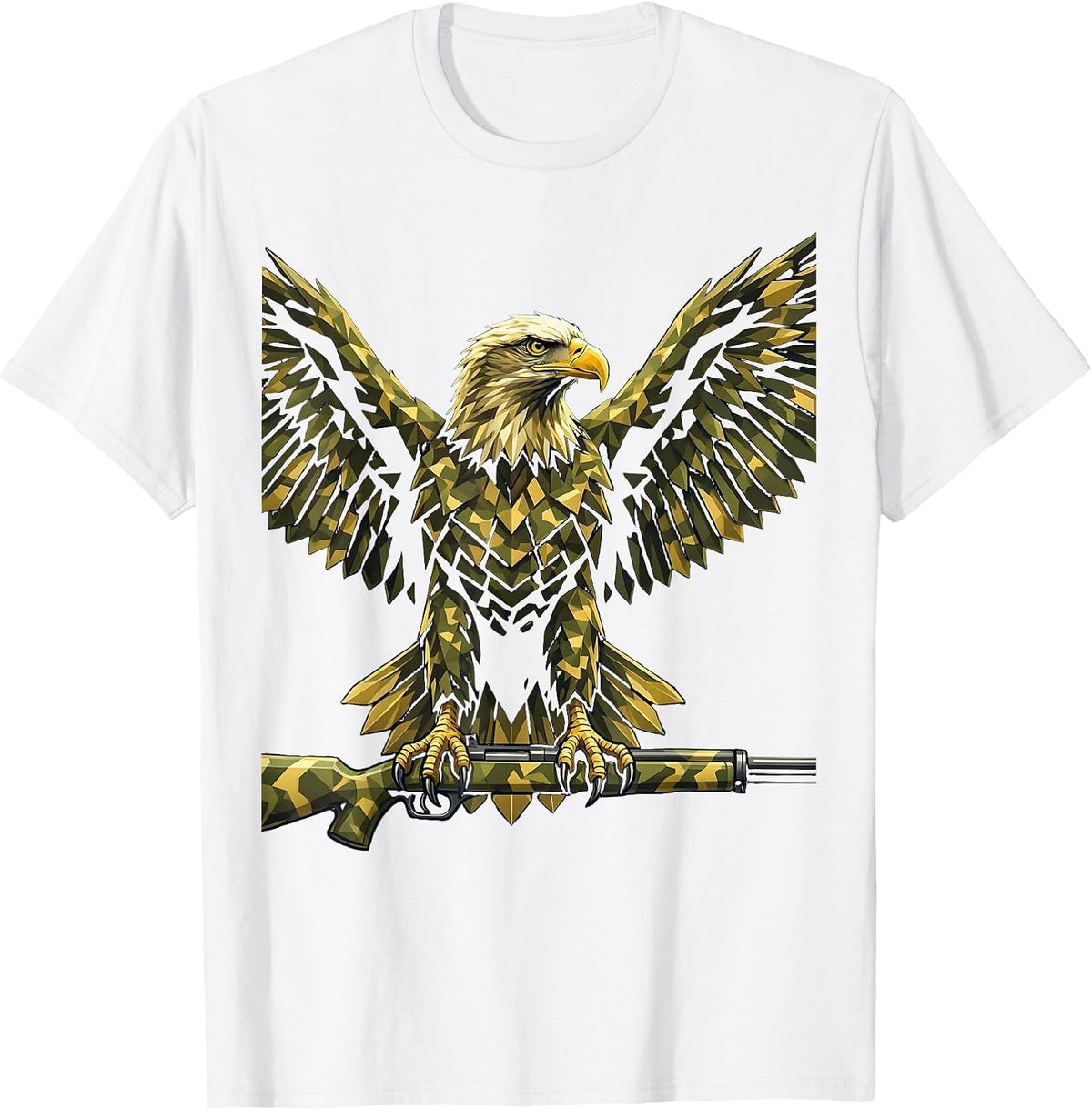 Men's Eagle Camouflage Rifle Barrel Graphic Tee T-Shirt - White