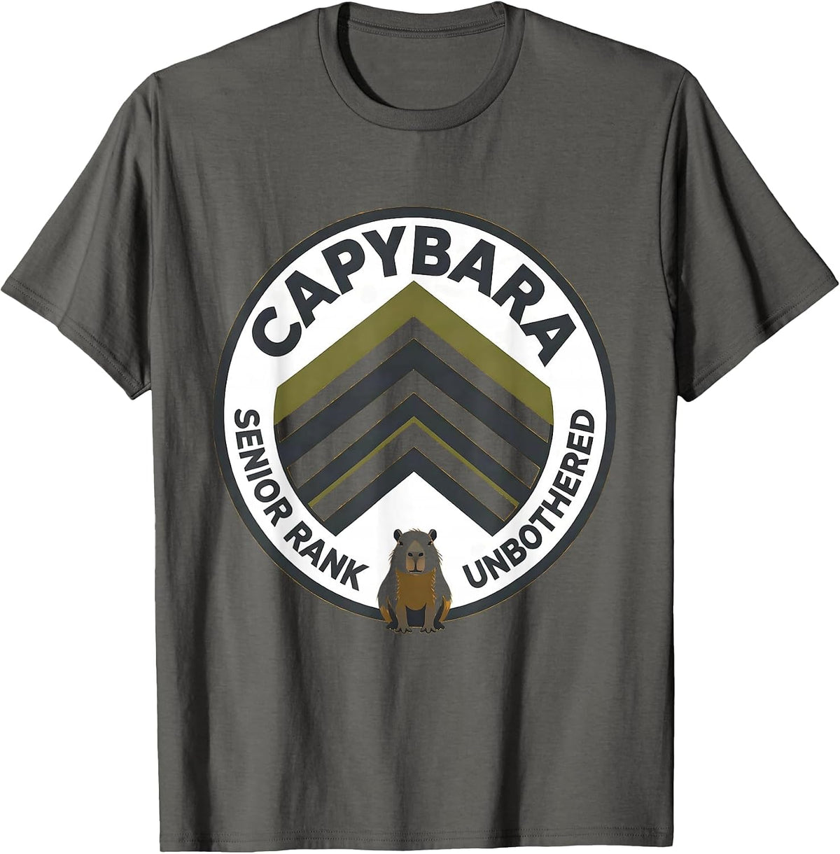 Capybara — Senior Rank, Unbothered Funny Animal Meme Humor T-Shirt - Asphalt Grey