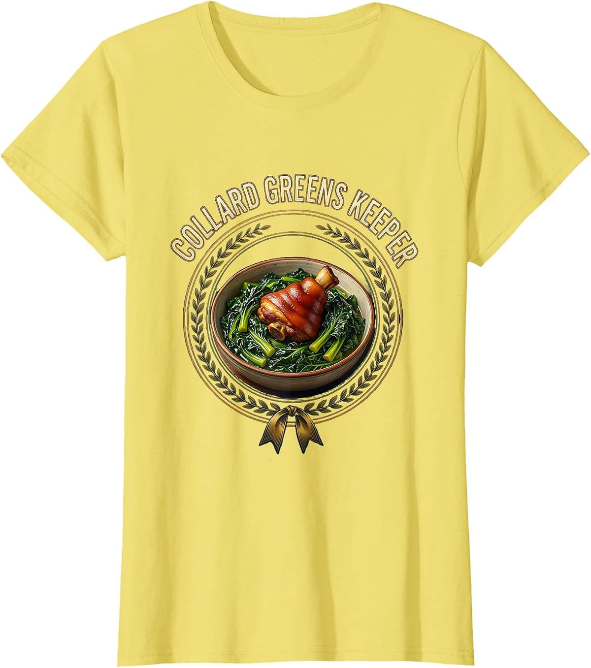 Women's Collard Greens Keeper Bootleg 90's Rap Rock Vintage Funny T-Shirt - Lemon Yellow