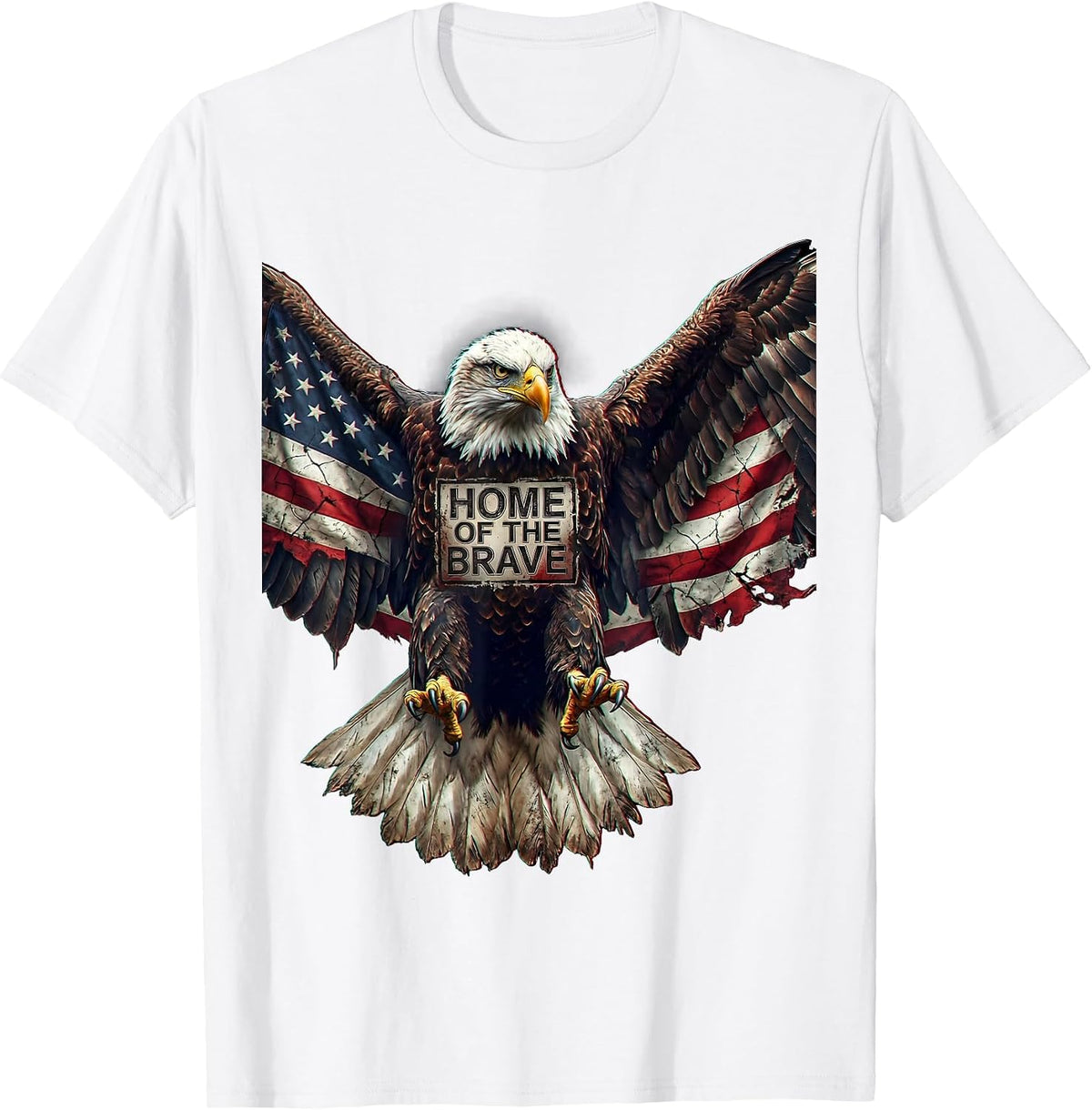 Men's Home of the Brave Veterans Day Eagle Flag Design T-Shirt - White