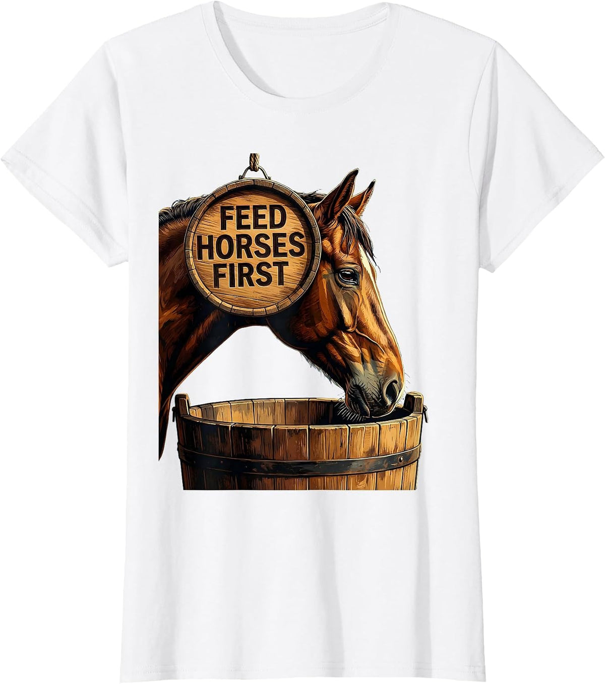 Feed Horses First Equestrian Lover Design T-Shirt - White