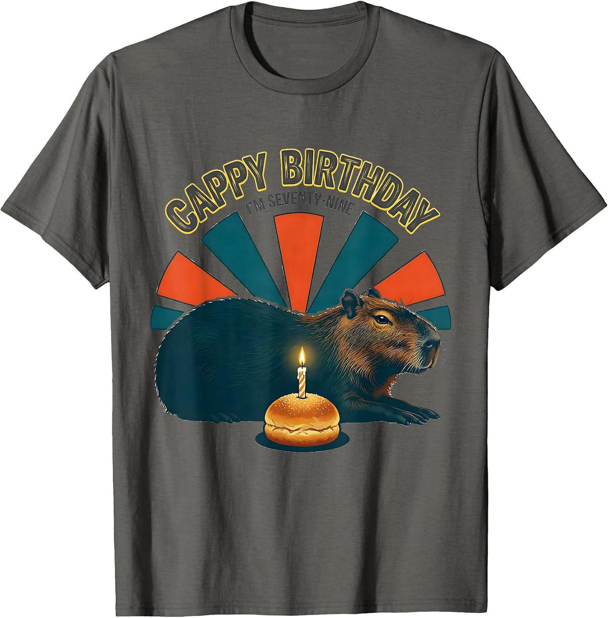 Cappy Birthday I'm Seventy-Nine Kawaii Capybara Birthday T-Shirt - Asphalt Grey