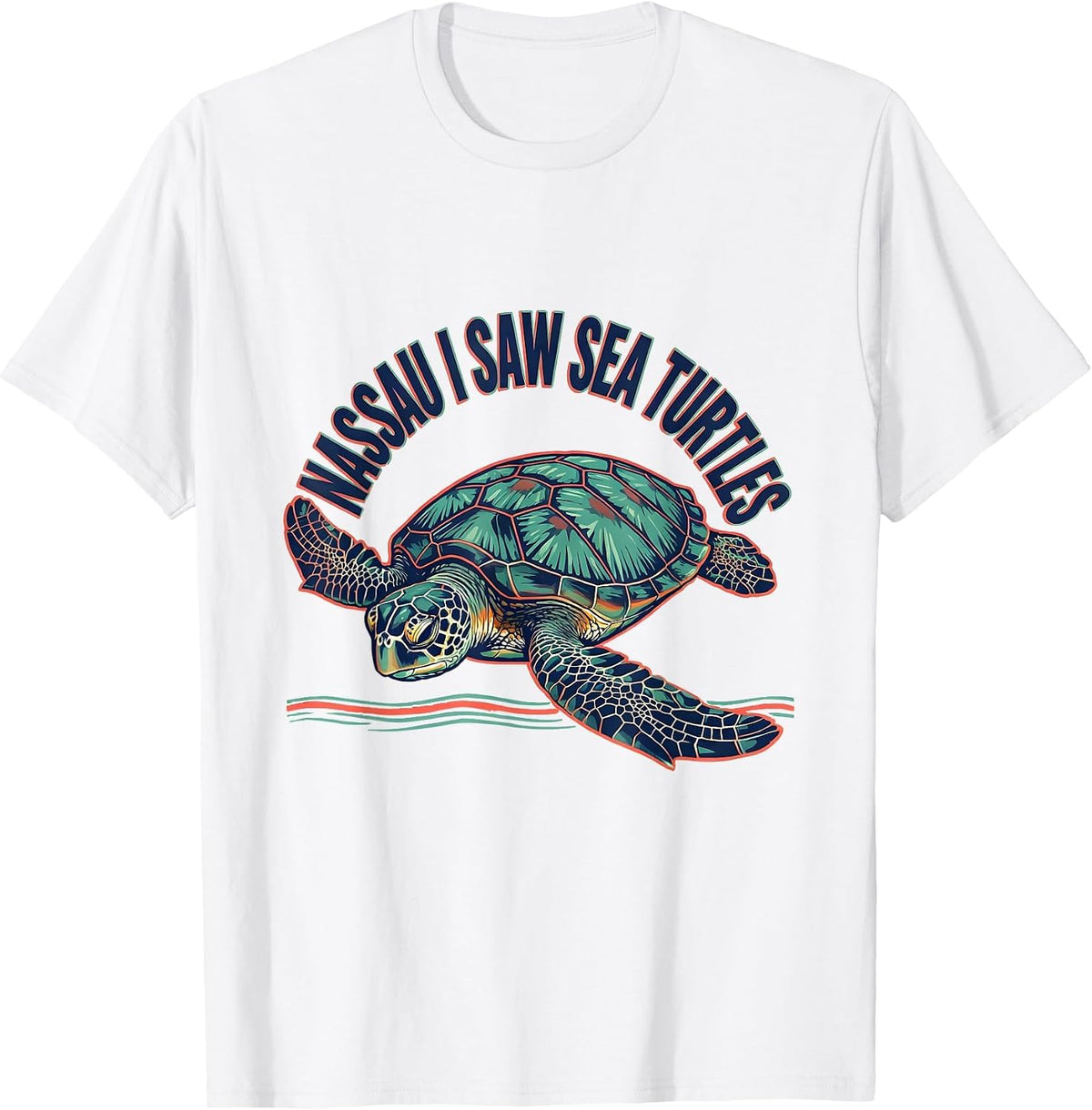 Men's NASSAU I SAW SEA TURTLES Screenprint Tropical Souvenir T-Shirt - White