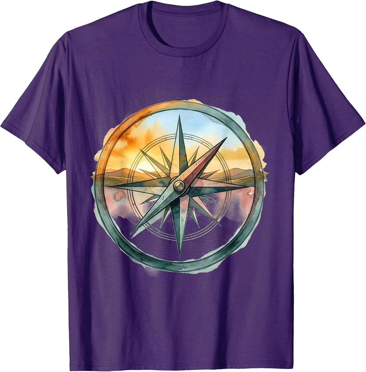 Suicide Prevention Awareness Compass Horizon Graphic T-Shirt - Purple