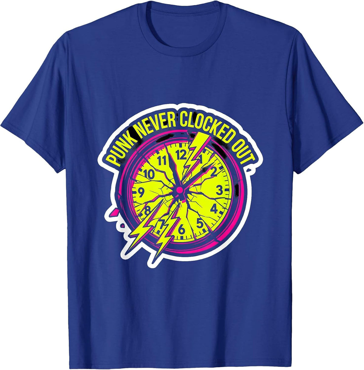 Punk Never Clocked Out Retro Band Design T-Shirt - Royal Blue