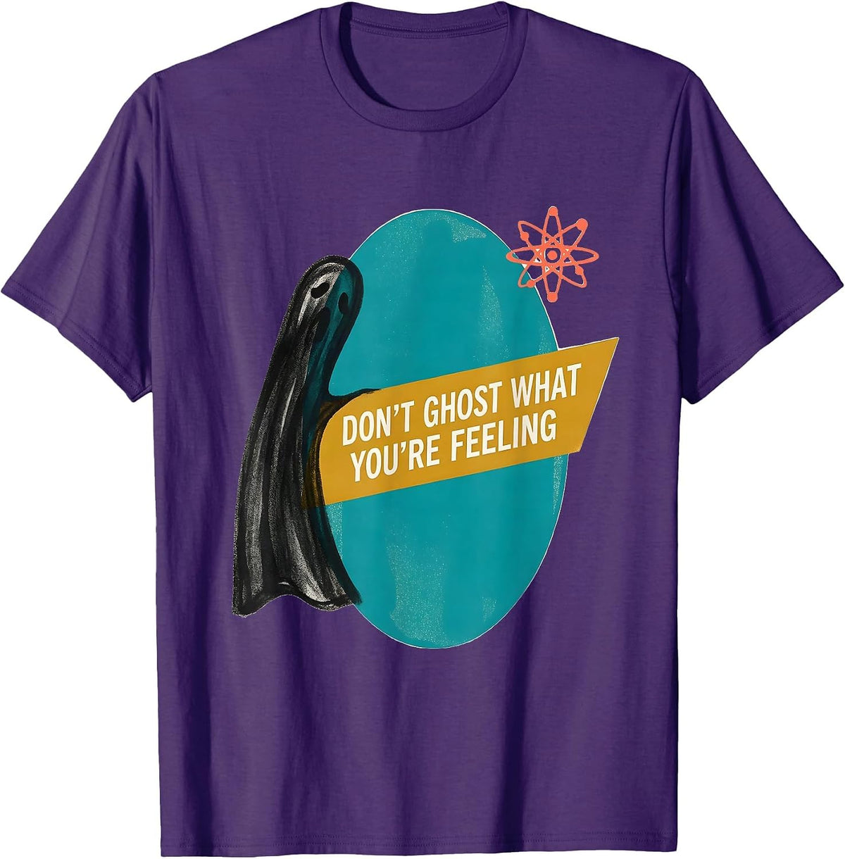 Men's Don't Ghost What You're Feeling Midcentury Modern Halloween T-Shirt - Purple