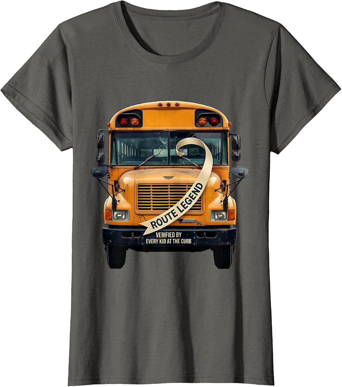 Women's Route Legend, Verified By Every Kid At The Curb School Bus T-Shirt - Asphalt Grey