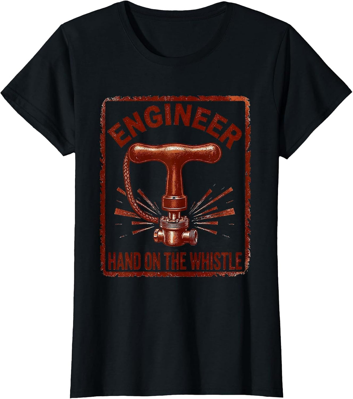 Engineer Hand On The Whistle Retro Train Engineer Steam T-Shirt - Black